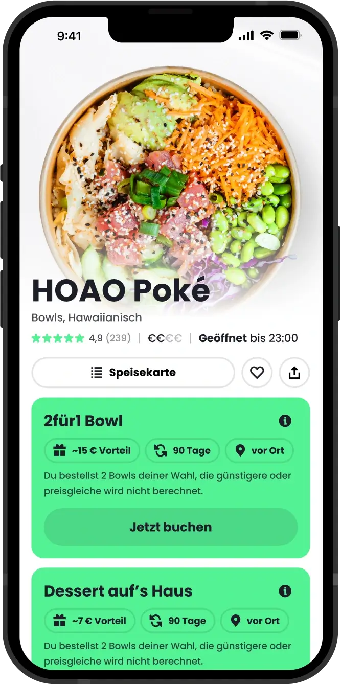 Coupy Deal im Restaurant auswählen und buchen